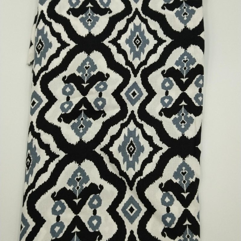 Black Gray Ikat Cotton Viscose Fabric – Soft Lightweight Ethnic Pattern for Dresses, Blouses, Kimonos & Sewing | 150x100 cm