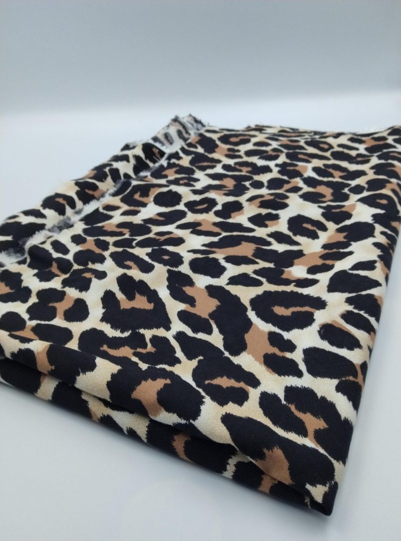 Leopard Print Viscose Cotton Fabric for Dresses, Dress Fabric for Blouses, Blouse Fabric for Skirts, Skirt Fabric Drapey Soft (150x100 cm)