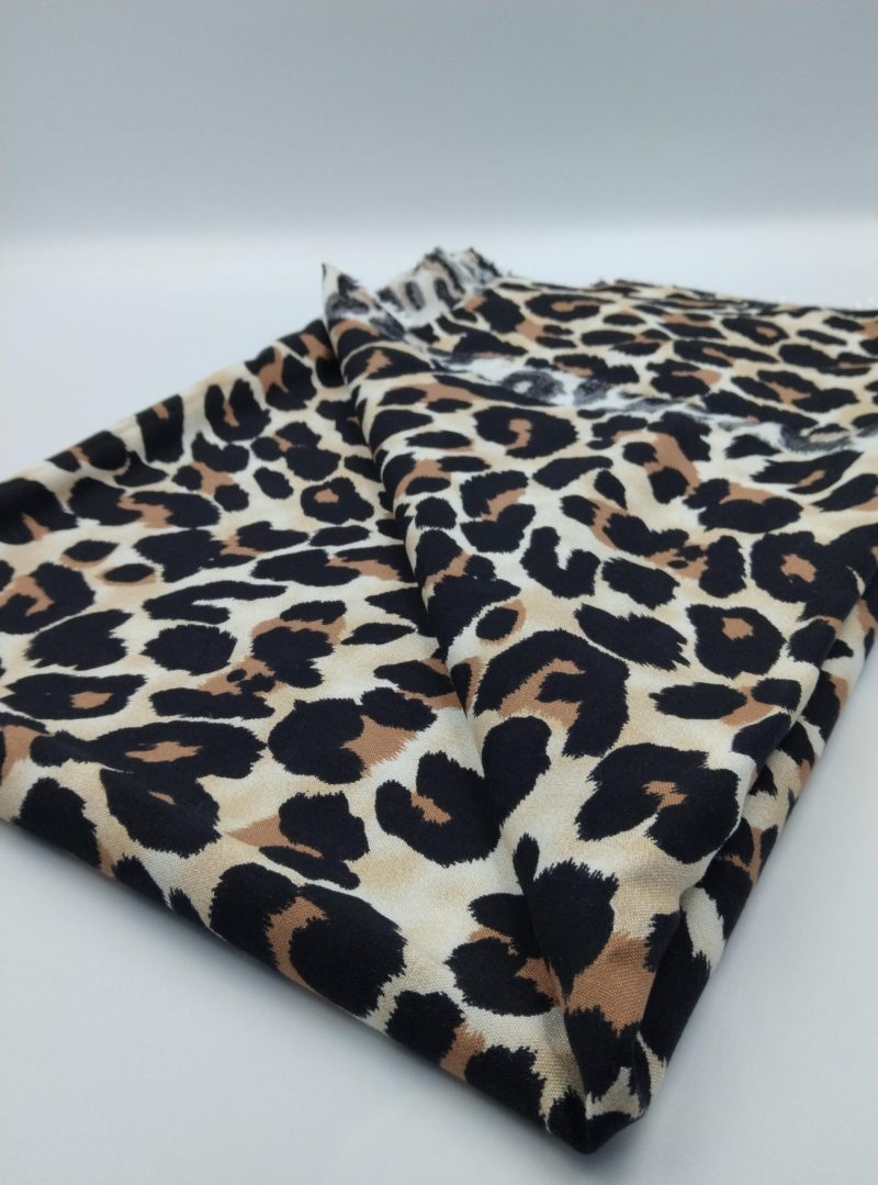 Leopard Print Viscose Cotton Fabric for Dresses, Dress Fabric for Blouses, Blouse Fabric for Skirts, Skirt Fabric Drapey Soft (150x100 cm)