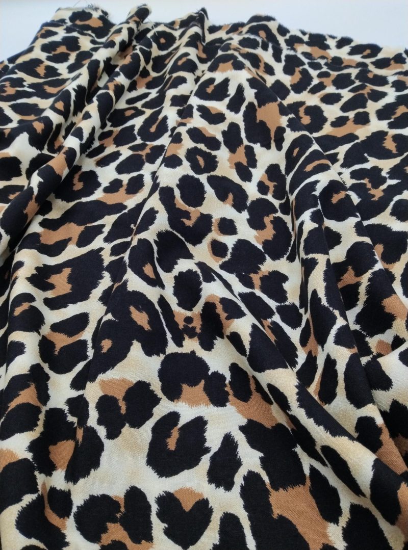 Leopard Print Viscose Cotton Fabric for Dresses, Dress Fabric for Blouses, Blouse Fabric for Skirts, Skirt Fabric Drapey Soft (150x100 cm)