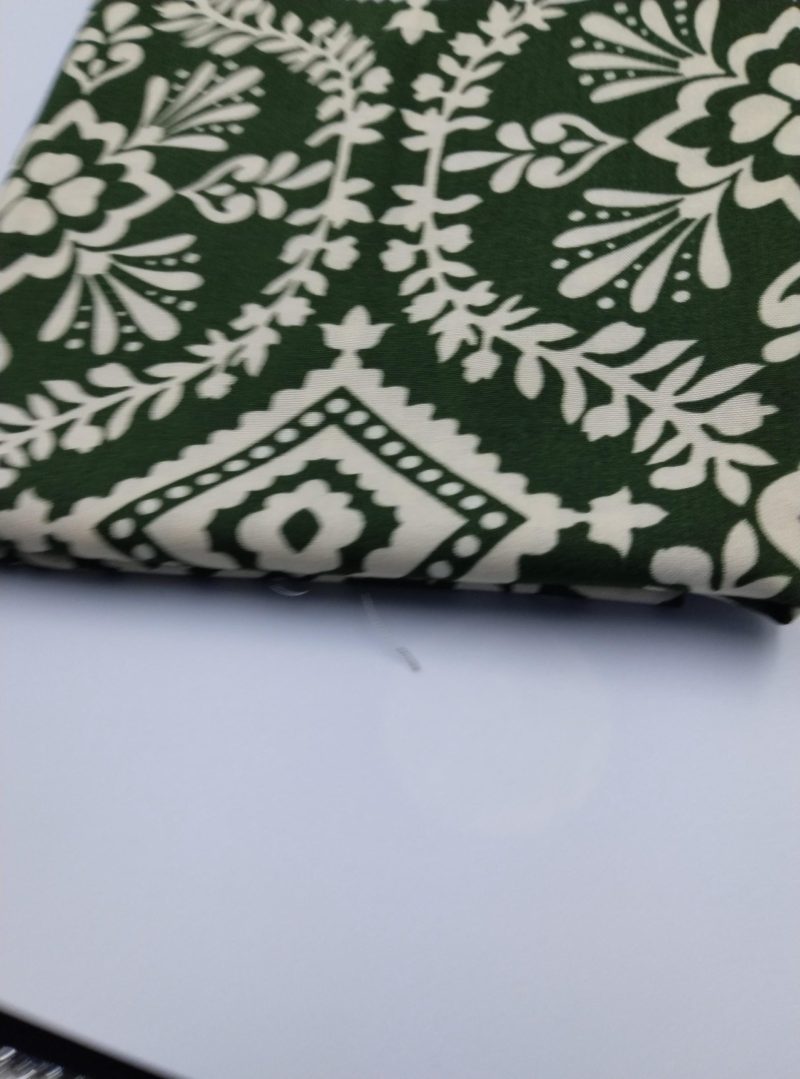 Green Floral Viscose Fabric for Dresses, Skirt & Shirt Making – Soft Drapey Cotton Blend Material by Yard (150x100cm | 59x39in)