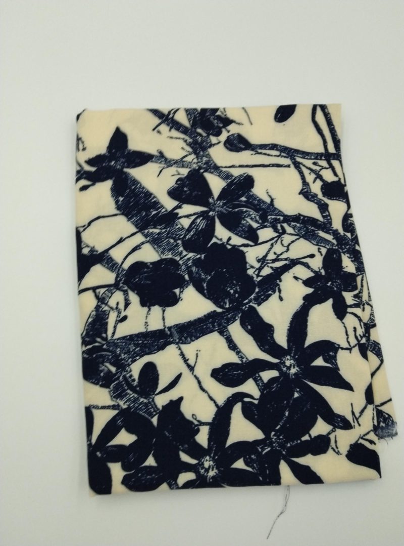 Navy Floral Cotton Viscose Fabric by the Yard – Lightweight Drapey Material for Dressmaking, Blouses, Skirts, Kimonos |59x39 in (150x100 cm)