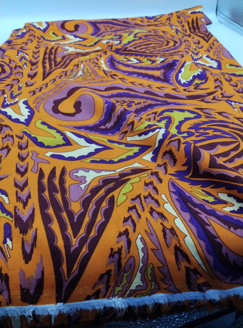 Orange Purple Cotton Viscose Fabric by Yard – Lightweight Drapey Fabric for Dresses, Blouses, Pants, Shirting | 150x100 cm