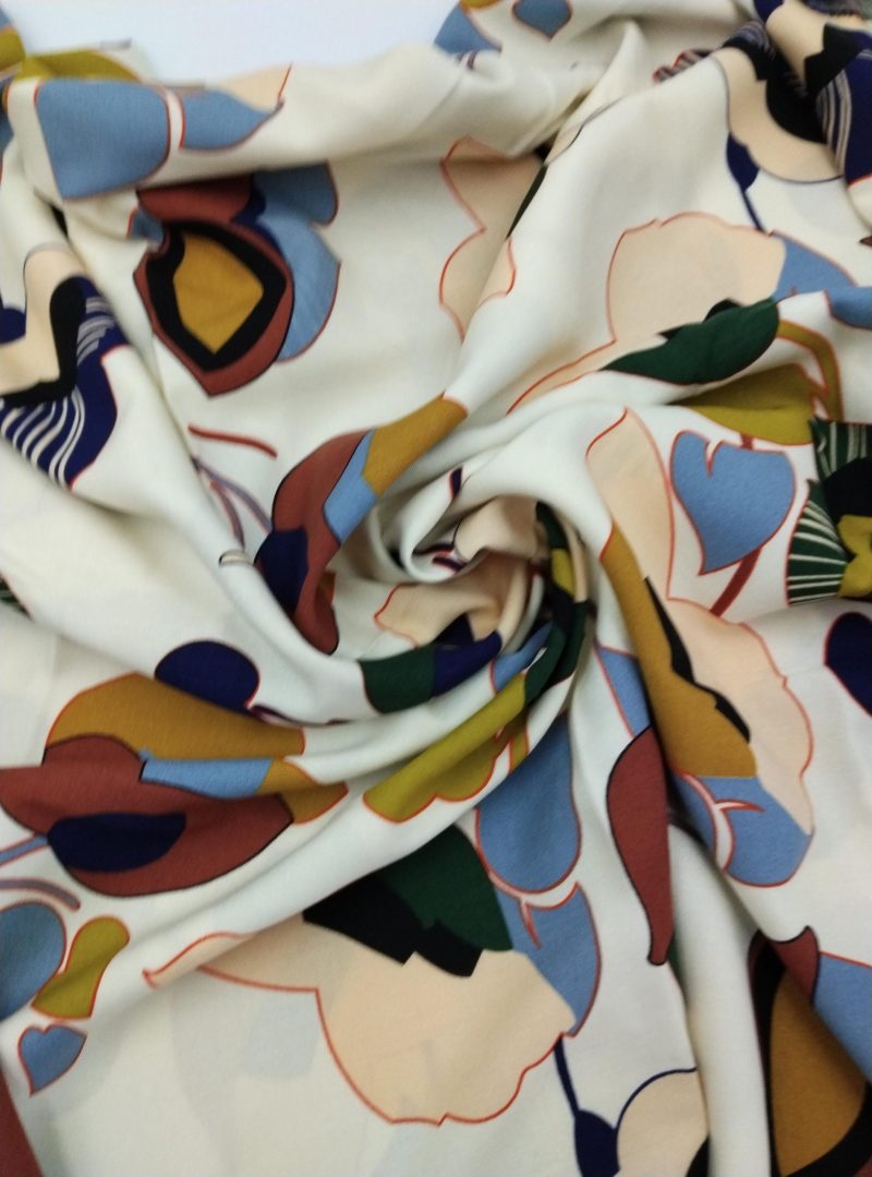 Multicolor Abstract Floral Cotton Viscose Fabric by the Yard – Lightweight Drapey Material for Dresses, Blouses | 59x39 in (150x100 cm)