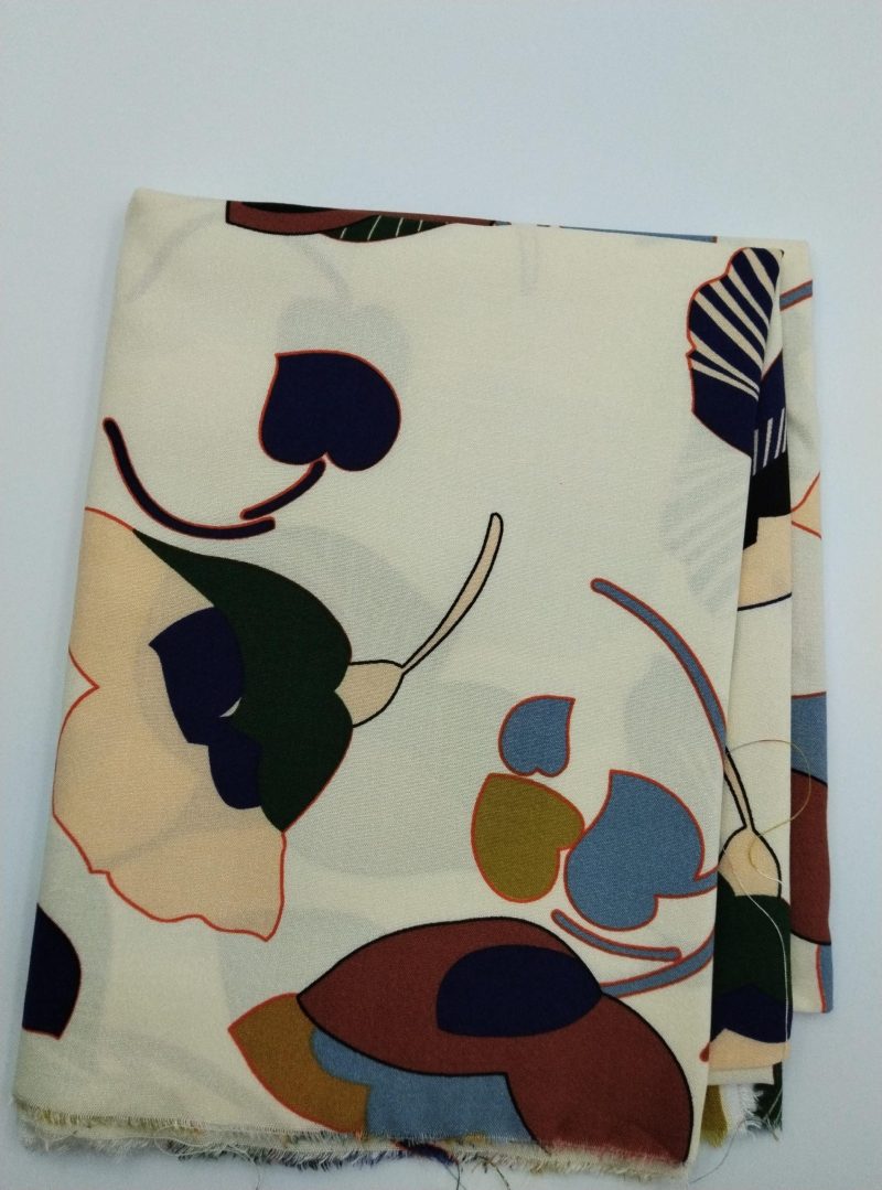 Multicolor Abstract Floral Cotton Viscose Fabric by the Yard – Lightweight Drapey Material for Dresses, Blouses | 59x39 in (150x100 cm)