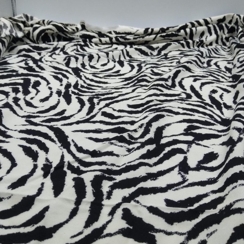 Black & White Zebra Print Cotton Viscose Fabric by the Yard – Soft Lightweight Fabric for Dresses, Blouses, Kimonos | 59x39 in (150x100 cm)