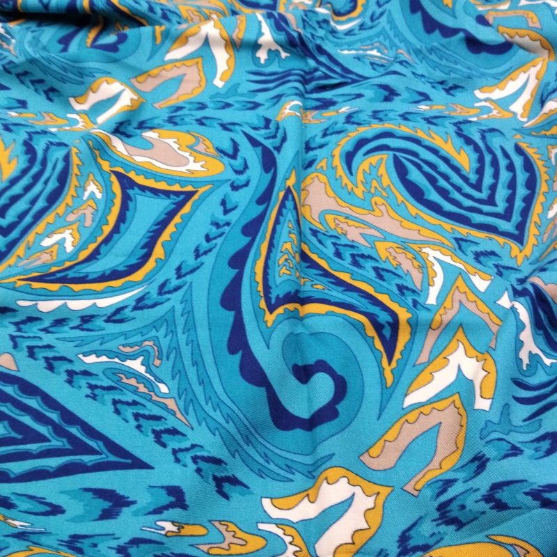Vibrant Turquoise Cotton Viscose Fabric – Lightweight Drapey Material for Dresses, Blouses, Kimonos & Summer Outfits 150x100cm