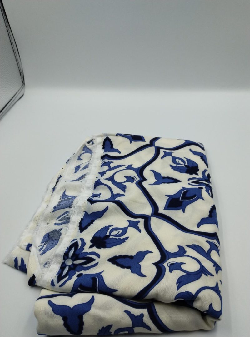 Blue Tile Pattern Cotton Viscose Fabric by the Yard – Soft Lightweight Material for Dresses, Kimonos, Blouses | 59x39 in (150x100 cm)
