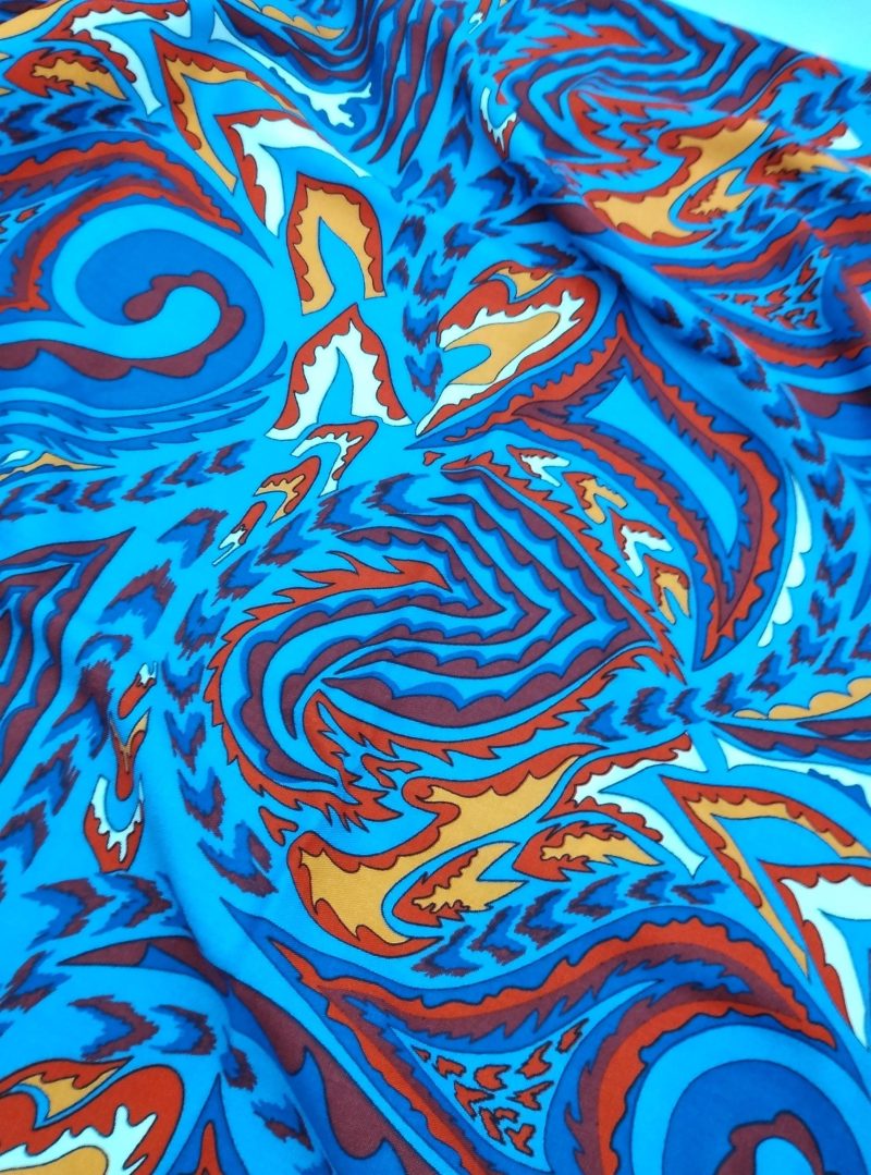 Indigo Abstract Cotton Viscose Fabric – Lightweight Drapey Material for Dresses, Blouses, Kimonos & Pants | 150x100 cm