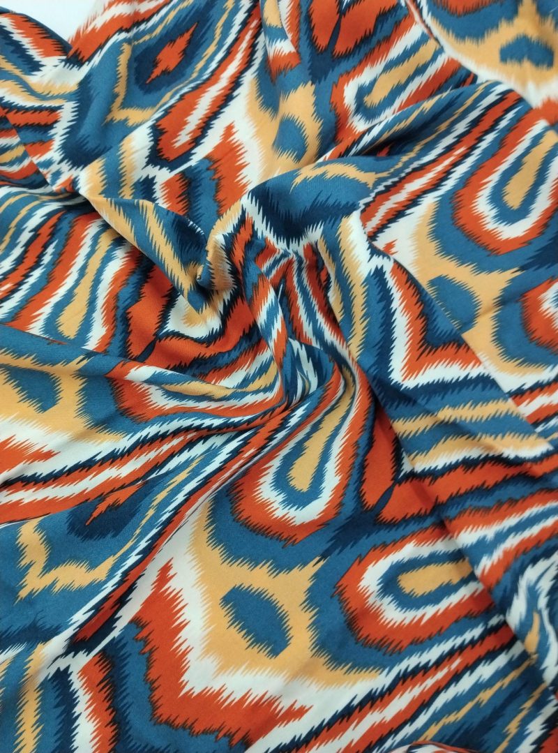 Colorful Chevron Cotton Viscose Fabric – Soft Lightweight Material for Dresses, Blouses, Kimonos & Sewing Projects | 150 cm Width