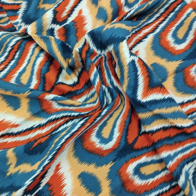 Colorful Chevron Cotton Viscose Fabric – Soft Lightweight Material for Dresses, Blouses, Kimonos & Sewing Projects | 150 cm Width