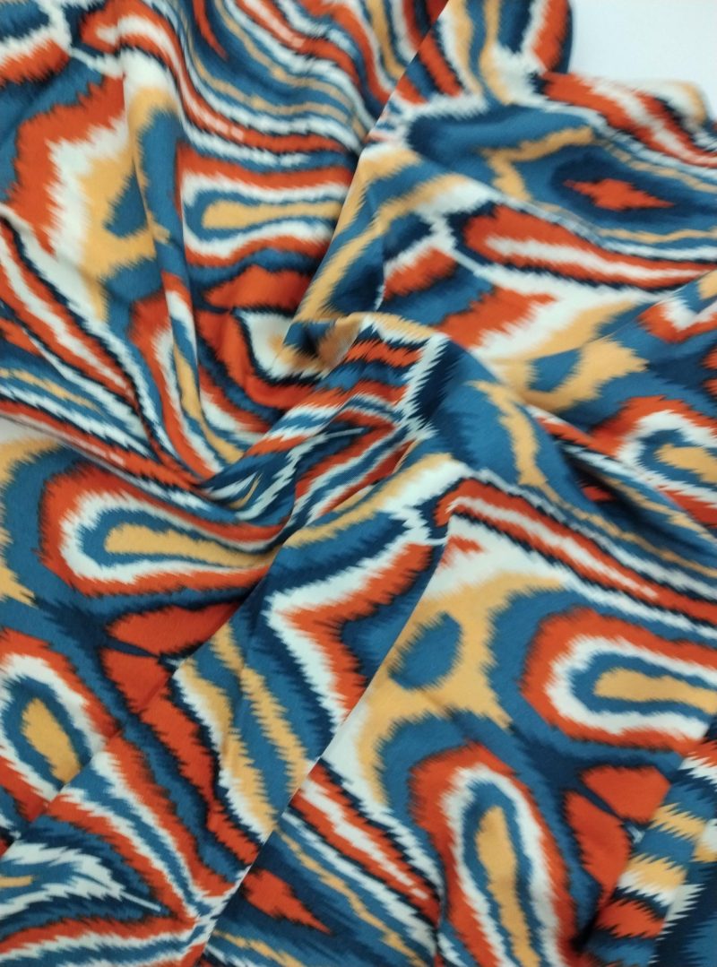 Colorful Chevron Cotton Viscose Fabric – Soft Lightweight Material for Dresses, Blouses, Kimonos & Sewing Projects | 150 cm Width
