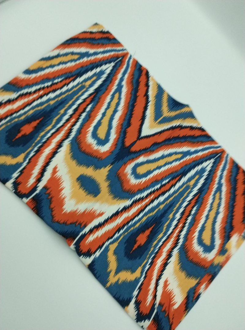 Colorful Chevron Cotton Viscose Fabric – Soft Lightweight Material for Dresses, Blouses, Kimonos & Sewing Projects | 150 cm Width