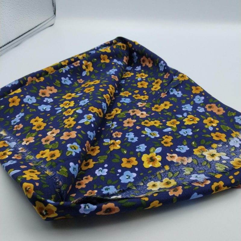 Navy Floral Cotton Viscose Fabric – Lightweight Soft Material for Dresses, Blouses, Skirts & Summer Sewing | 150 cm Width