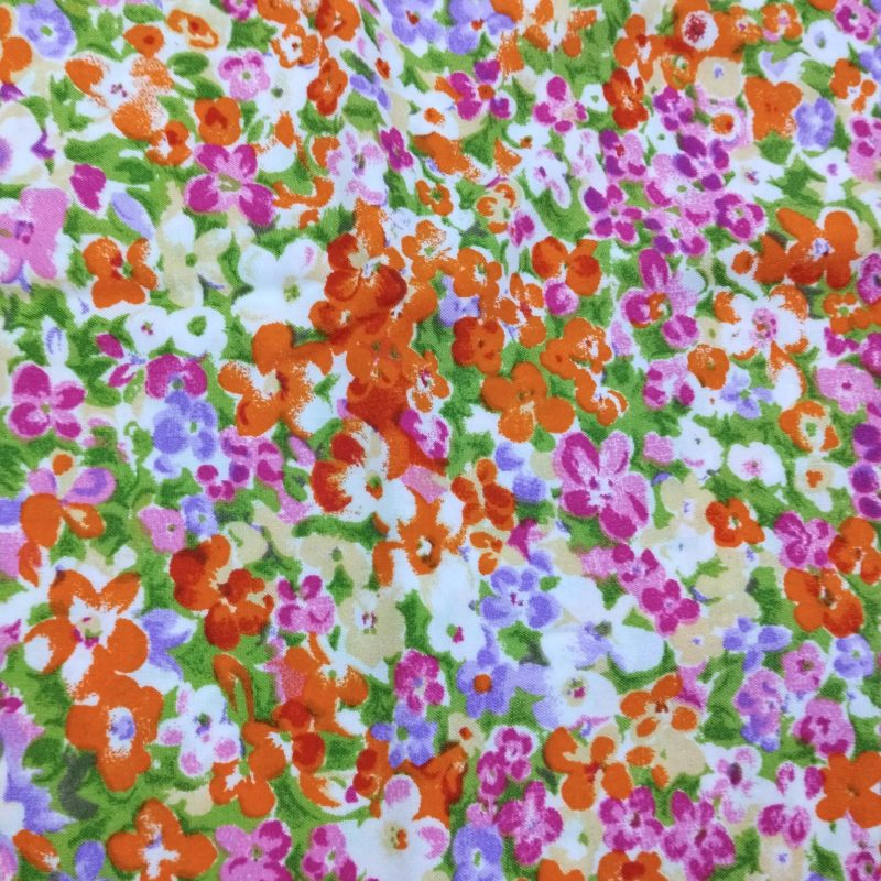 Colorful Floral Cotton Viscose Fabric – Lightweight Soft Material for Summer Dresses, Blouses, Skirts & Kimonos | 150x100 cm