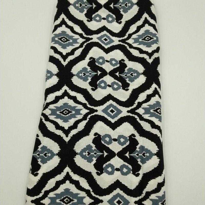 Black Gray Ikat Cotton Viscose Fabric – Soft Lightweight Ethnic Pattern for Dresses, Blouses, Kimonos & Sewing | 150x100 cm