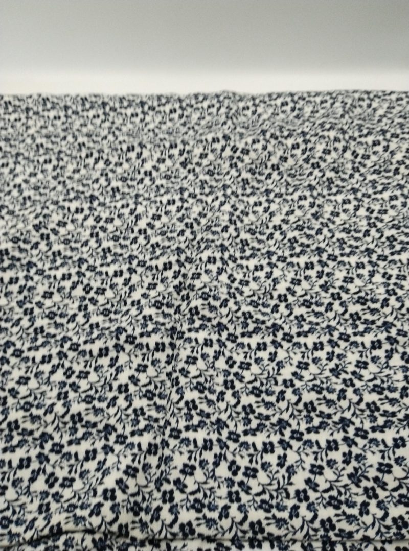 Navy Floral Cotton Viscose Fabric by the Yard – Soft Lightweight Material for Dresses,Blouses,Skirts & Sewing (Width 150cm 1,64 yard 57 inc)