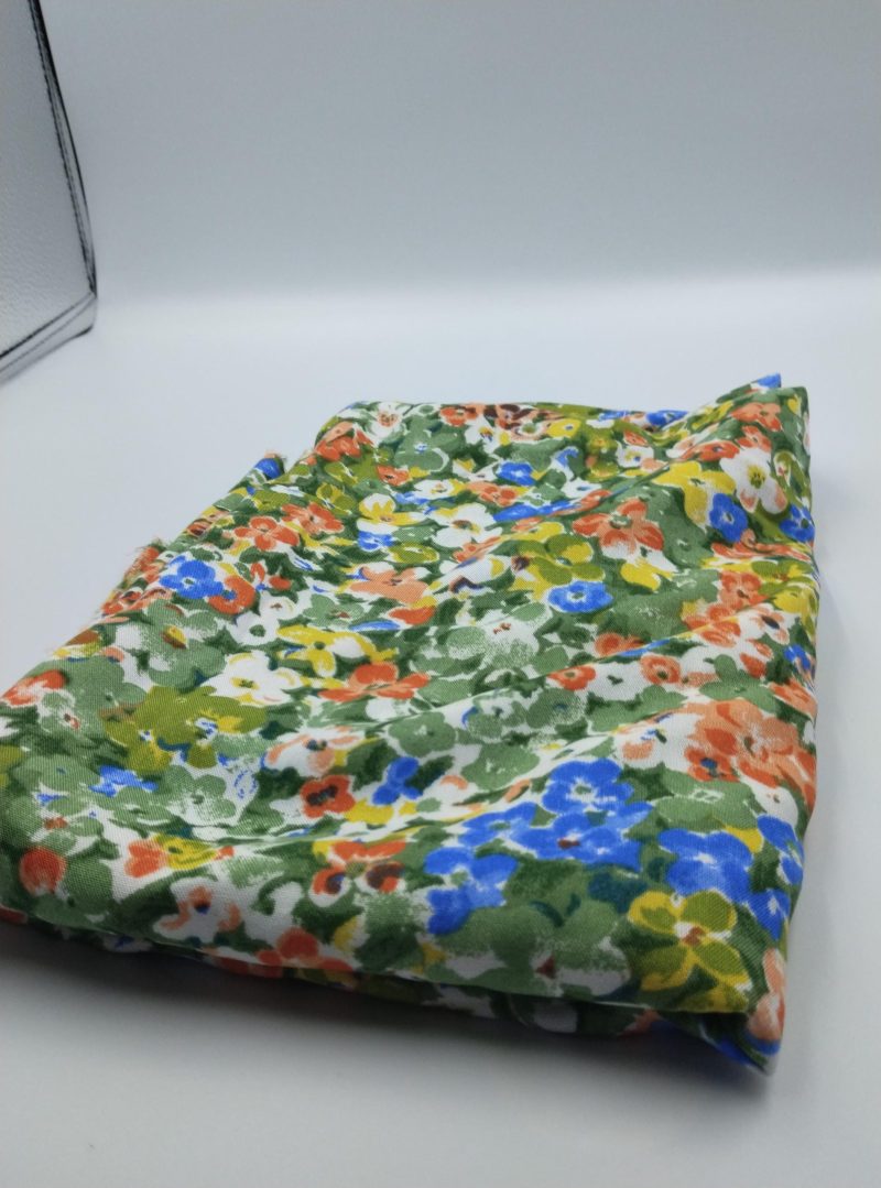 Green Multicolor Floral Cotton Viscose Fabric by the Yard – Soft Lightweight Material for Dresses, Skirts, Blouses | 59x39 in (150x100 cm)