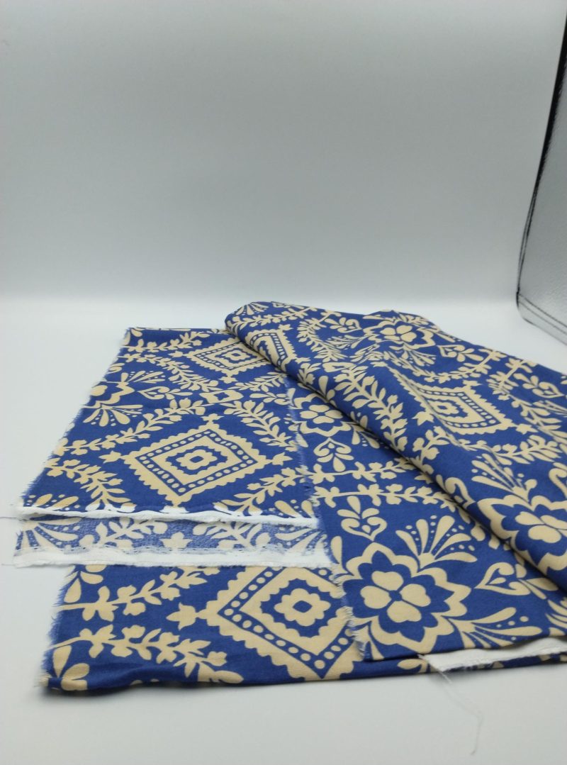 Navy Floral Cotton Viscose Fabric by the Yard – Soft Lightweight Drapey Material for Dresses, Blouses, Skirts | 59x39 in (150x100 cm)