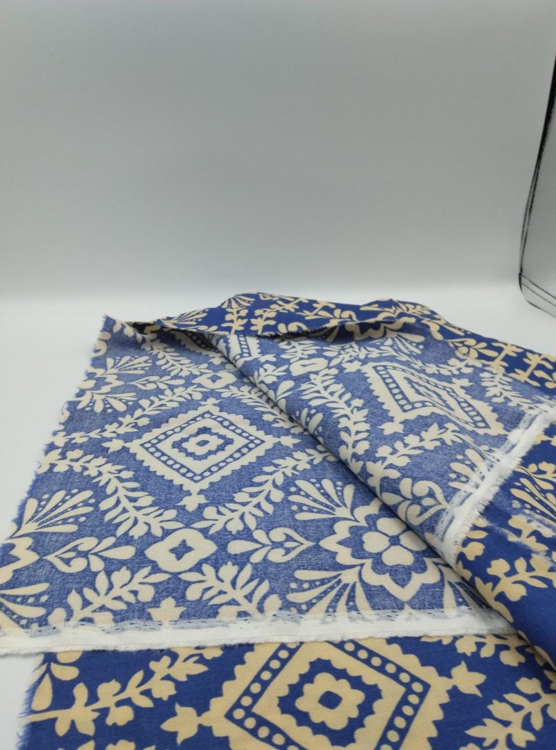 Navy Floral Cotton Viscose Fabric by the Yard – Soft Lightweight Drapey Material for Dresses, Blouses, Skirts | 59x39 in (150x100 cm)