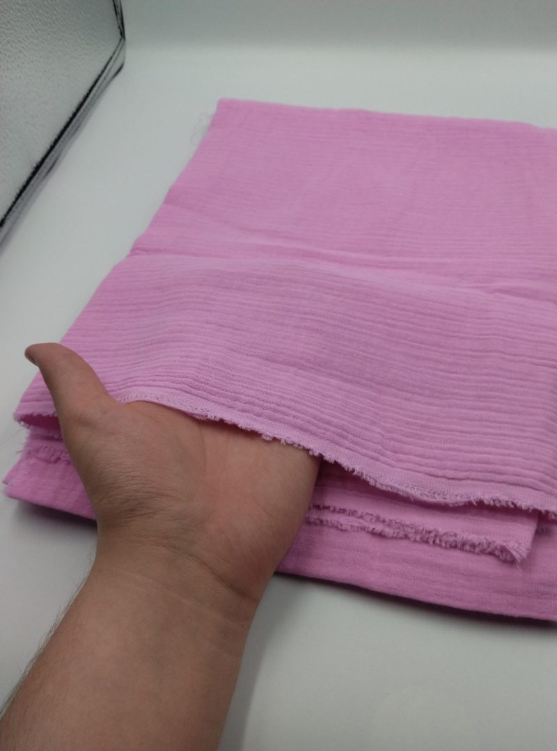 Pink Double Gauze Cotton Muslin Fabric by the Yard – Soft & Breathable Fabric for Baby Items, Dresses, Kimonos | 59x39 in (150x100 cm)