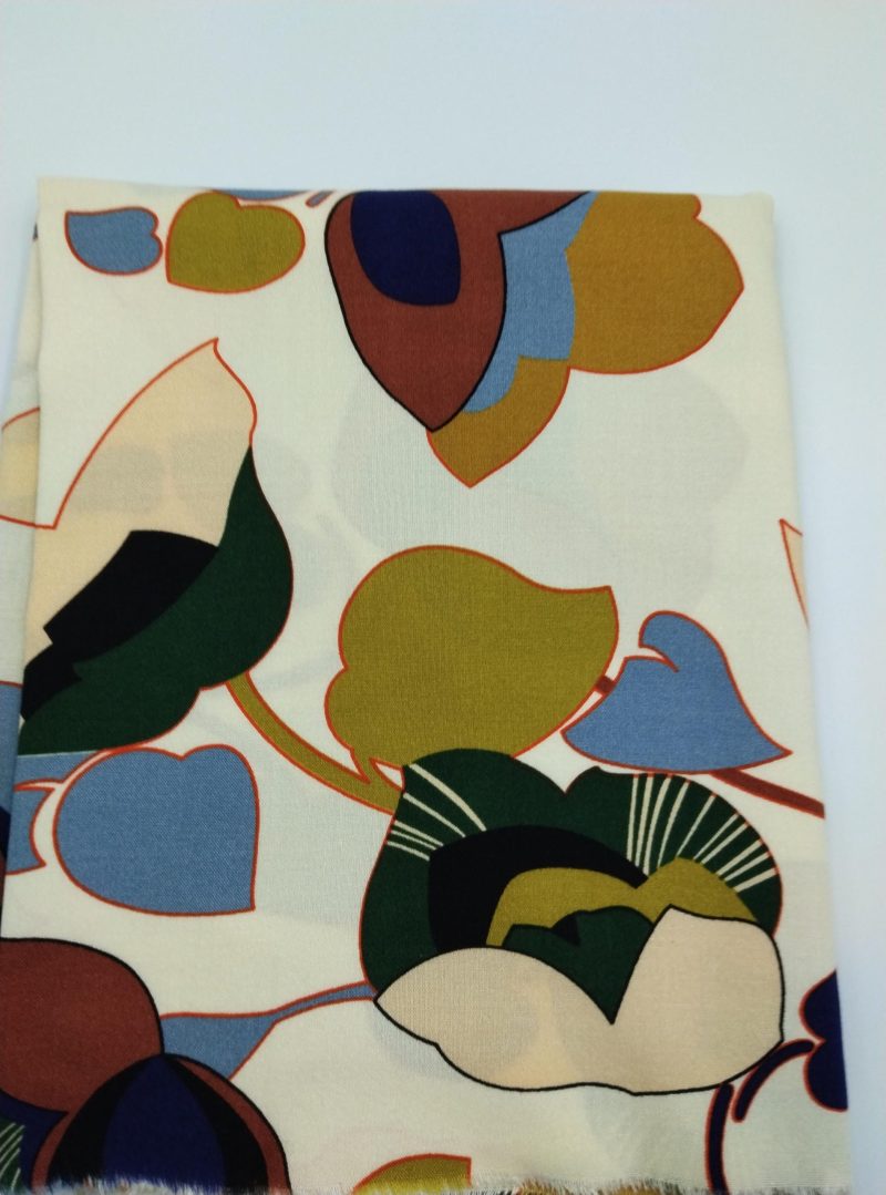 Multicolor Abstract Floral Cotton Viscose Fabric by the Yard – Lightweight Drapey Material for Dresses, Blouses | 59x39 in (150x100 cm)