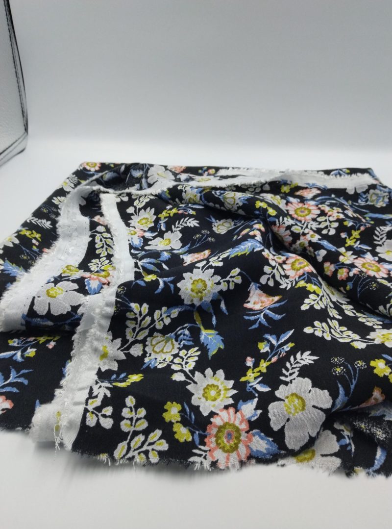 Floral Crinkle Cotton Viscose Fabric by the Yard – Lightweight Drapey Material for Dresses, Blouses & Skirts | 55x39 in (140x100 cm)
