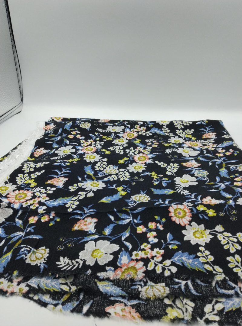 Floral Crinkle Cotton Viscose Fabric by the Yard – Lightweight Drapey Material for Dresses, Blouses & Skirts | 55x39 in (140x100 cm)