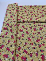 Hardal Renkli Minik Güller Viskon Kumaş – Hafif, Yumuşak ve Akıcı Yazlık Kumaş | 150x100 cm ELNV84 - Görsel 4