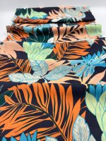 Tropikal Palmiye Yaprağı Desenli Viskon Voile Kumaş – Yumuşak, Hafif ve Dökümlü Yazlık Kumaş | 145x100 cm ELNV79