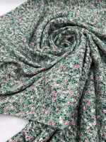 Yeşil Mini Çiçek Desenli Pamuk Viskon Kumaş – Yumuşak, Dökümlü ve Nefes Alan Yazlık Elbiselik Kumaş | 150x100 cm ELNV76 - Görsel 5